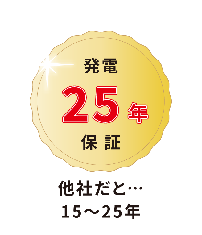 発電２５年保証 他社だと・・・１５～２５年